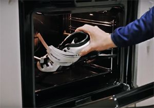 Inline skating schoen in de oven